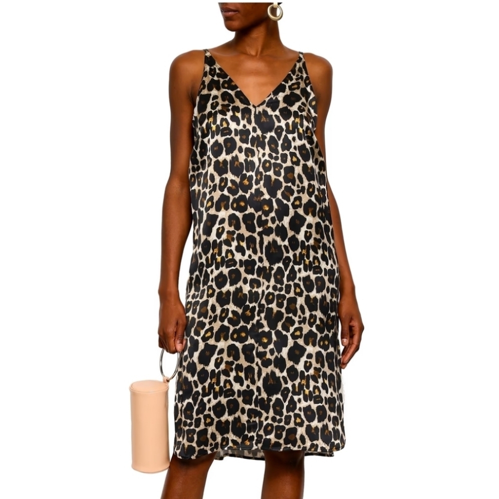 Robert Rodriguez Leopard-print Sateen Slip Dress